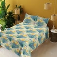 thumbnail image 2 of Ambesonne Flowers Boho Fitted & Flat Sheet with Shams 4 Pcs Set, Aquarelle Floral Print, King, Sea Green Mustard Violet, 2 of 5