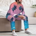 thumbnail image 7 of Naloa Beach with Palm Trees Men’s Pajamas Set - Long Sleeve Button Down Sleep Shirt and Pajama Bottoms Sleepwear Set-X-Large, 7 of 7