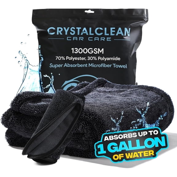2 Pack Extra Large Double Twisted Loop Car Detailing Towels, 24×36in 1400GSM & 12×12in Sizes, Quick-Drying High Absorbency Streak-Free Cleaning Towels