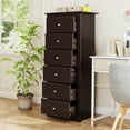 thumbnail image 2 of Giantex 6 Dresser Chest, Free Standing Wooden Storage Cabinet, Tall Dresser Clothes Organizer, Brown, 2 of 9