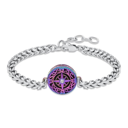 Personalize Stainless Steel Compass Urn Pendant Cremation Jewelry for Ashes Holder Memory Bracelet
