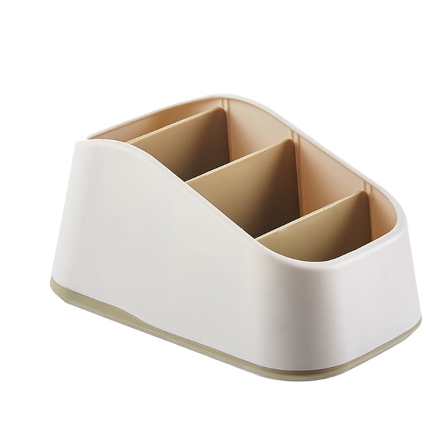 SLYNSHome Boîte de Rangement en Plastique à 4 Compartiments, Bac de Rangement Rectangulaire pour Maquillage et Coiffeuse, Caddy de Bureau - Kaki