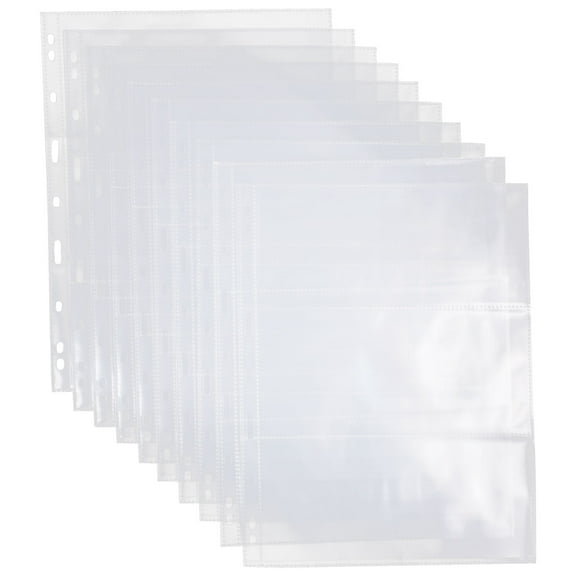 10pcs Paper Currency Album Refill Pages Binder Photo Card Sleeves Binder Clear Insert Pages