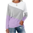 thumbnail image 1 of Pxiakgy Vente Chaude!! Hauts à Blocs de Couleur pour Femmes Tunique à Manches Longues Décontractée Col Rond Pull Chemises à Blocs de Couleur pour Femmes Hauts à Manches Longues Décontractés Col Rond Pull Violet TTG, 1 of 7
