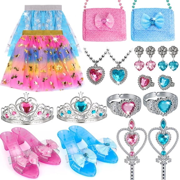 AuntyFey Princess Dress Up for Girls, Princess Costume Accessories for Birthday Party, Perfect Gift for Toddler Girls