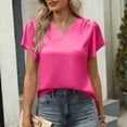thumbnail image 5 of Fancifize Summer Blouse for Women Pleated Short Sleeve Shirts Casual Crew Neck Silk Satin Dressy T Shirt Summer Going Out Clothes, 5 of 5