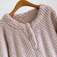 thumbnail image 6 of TEAJOPSUU Plush Nightgown for Women Casual Solid Color Sleepshirts Herringbone Knit Button Down Crewneck Long Sleeve Pink, 6 of 9