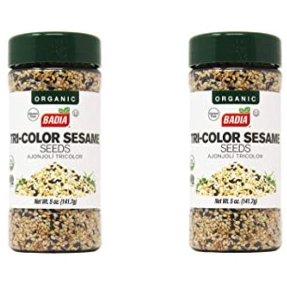 5 Oz Bottle-Organic Tricolor Sesame Seeds Black White Toasted/Ajonjoli Organico, 2-Pack