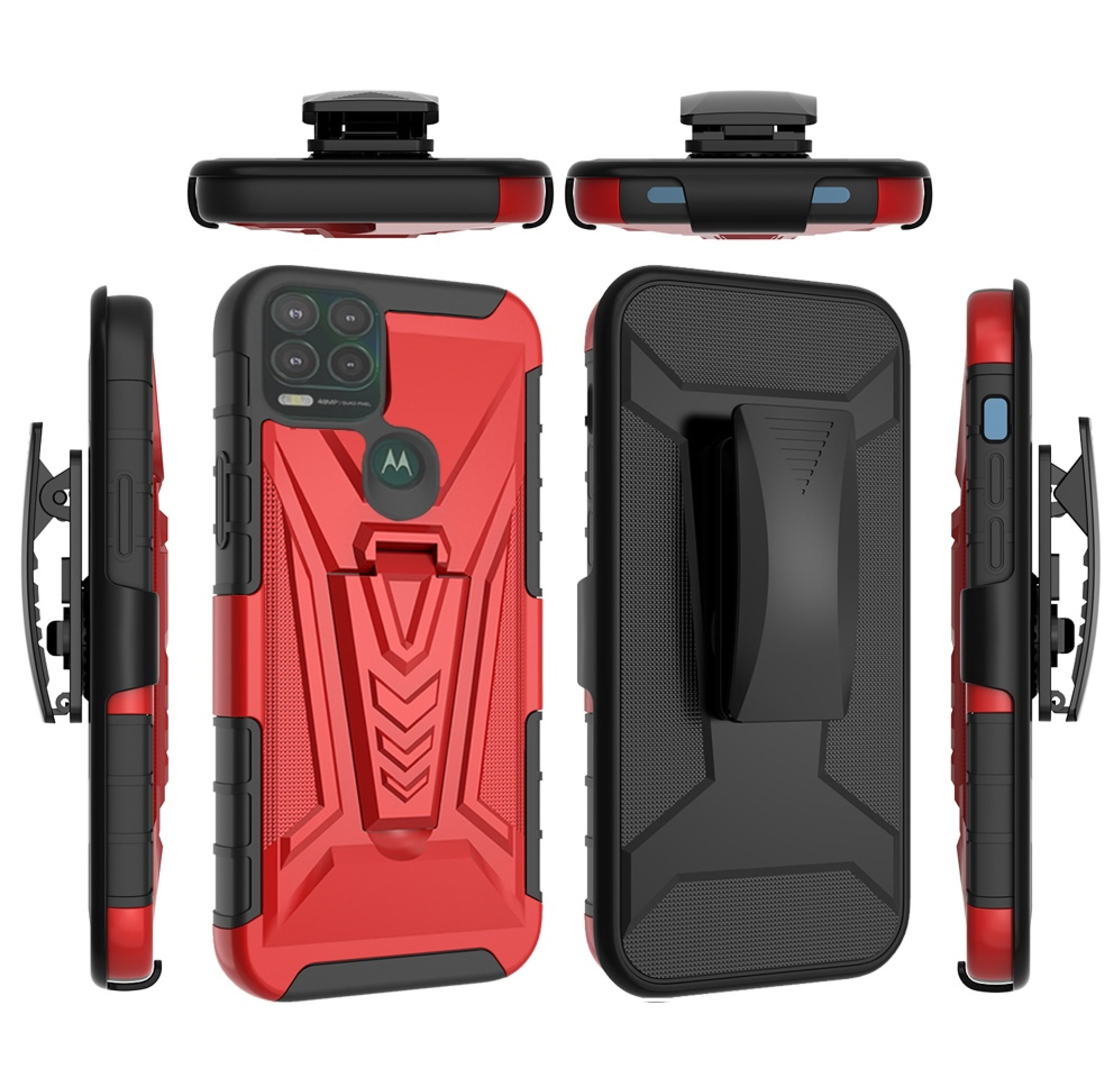 For Motorola Moto G Stylus 5G 2021 XT2131DL Holster Hybrid Cover Phone Case Red