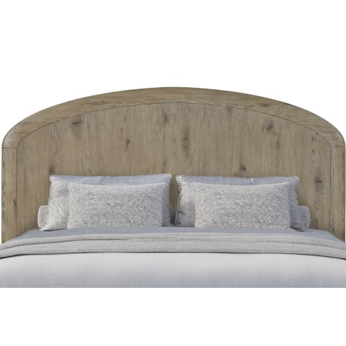 English Knotty Oak Queen Panel Bed with Arched Headboard Solid Wood Construction