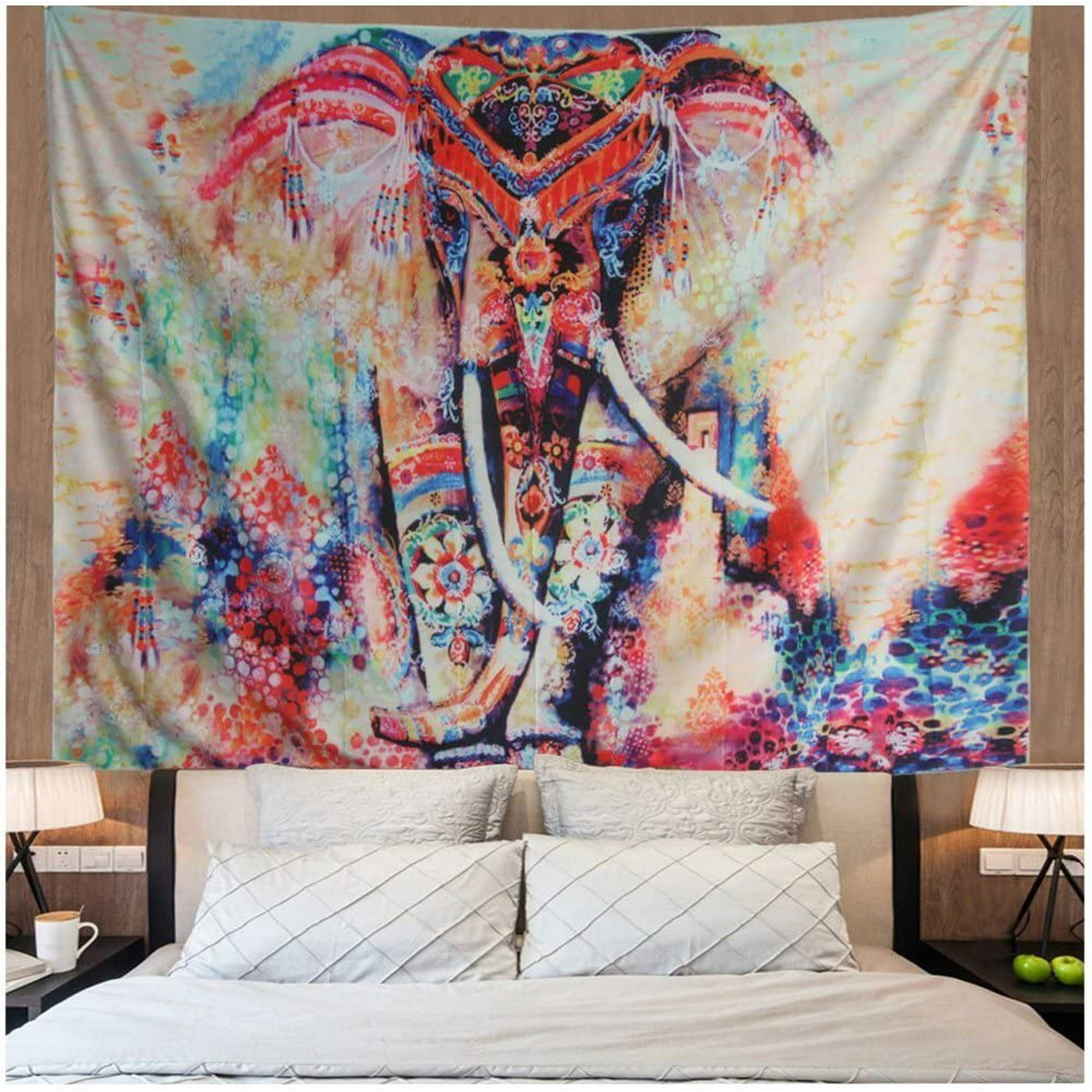 Watercolor Elephant Tapestry Wall Mount Mandala Tapestry