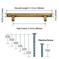 thumbnail image 3 of Goo-Ki 6-Pack Vintage Brass Drawer Handles 3-3/4 in（96mm） Hole Centers Straight Bar Pull for Kitchen Cabinets and Dresser Drawers, 3 of 5