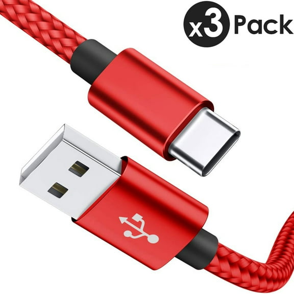 3-Pack Type C Cable Fast Charging Nylon Braided Cable USB-C Type-C 3.1 Data Sync Charger Cable Cord For Samsung Galaxy S8 S9 S10 Plus Note 8 Note 9 Nexus 5X 6P OnePlus LG G6 G7 V30/40/50 Google Pixel
