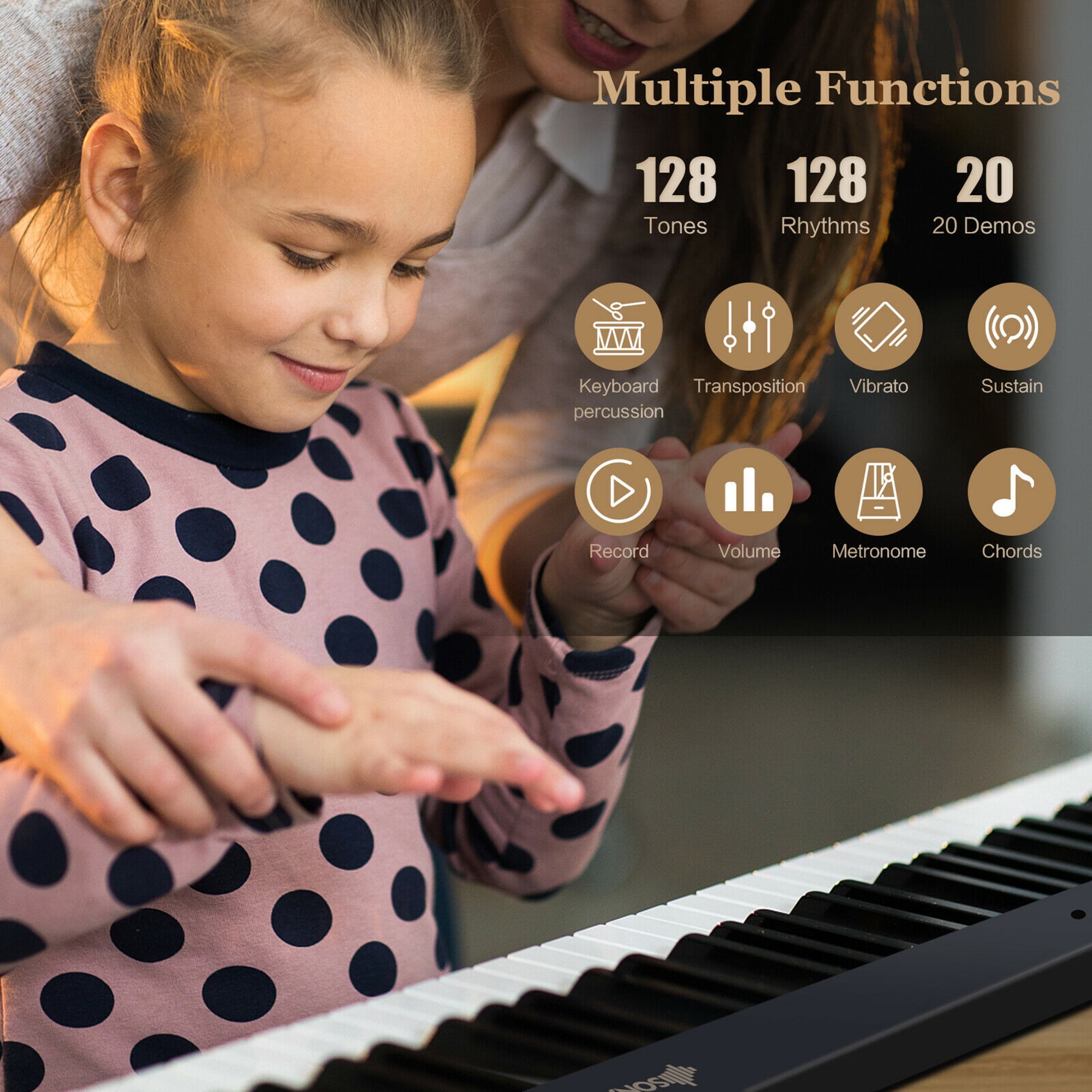 Gymax 88-Key Folding Electric Piano Keyboard Semi Weighted Full Size MIDI Black