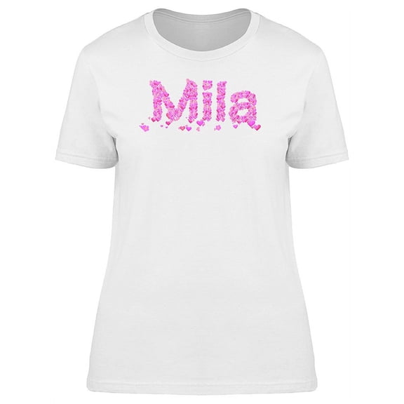 Mila Cute Pink Heart Name T-Shirt Women -Image by Shutterstock, Female Small