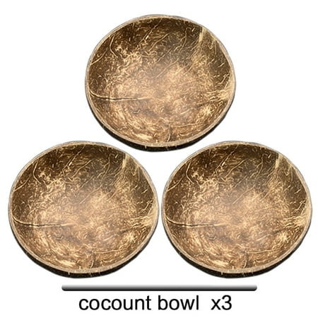

Natural coconut bowl set Fruit Salad Noodle Wooden Bowl Rice ramen Craft Decoration Creative Handma Bowl Coconut Shell Spoon