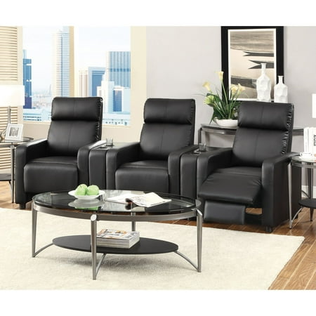 Sport Reclining Front Seat - Coaster Company Toohey Home Theater Collection Console, Black (Recliner Sold Separately)