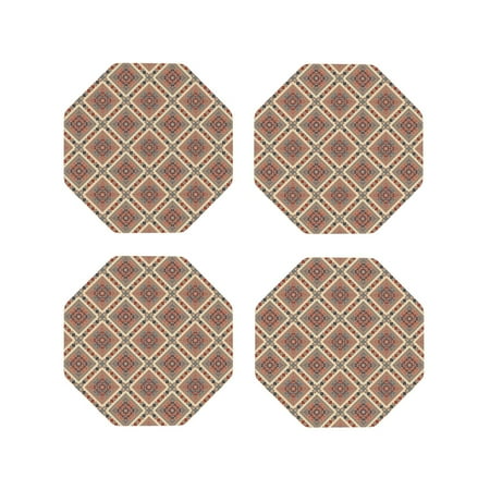 

Fuzoiu Fashion Tatreez Print Leather Coasters Set Drink Coasters Set of 4 for Tabletop Protection Durable PVC Coasters Home Décor and Housewarming Gift-Octagon
