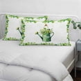 thumbnail image 4 of St Patrick's Day Pillow Covers 24"x36", Watercolor Shamrock Leaves Watering Can Green Soft Brushed Microfiber Breathable Throw Pillow Covers, Decorative Pillowcase with Zipper for Couch Sofa Bedroom, 4 of 9