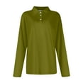 thumbnail image 3 of Mohiass Long Sleeve Polo Shirts for Women 2024 Winter Fall Tops Button V Neck Business Casual Collared Shirts Dressy Blouses Army Green L, 3 of 5