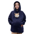 thumbnail image 2 of Stralyhd Unisex Cat Pouch Hoodie Cozy Soft Dog Pouch Sweatshirts Fleece Pet Carrier Hoodie Hooded Small Animal Carrier Pullover Navy XXL, 2 of 9