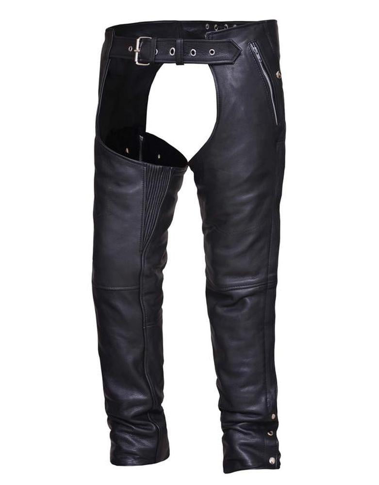 Unisex Naked Leather 4-Pocket Motorcycle Chaps,Black,Size - 5XL ...