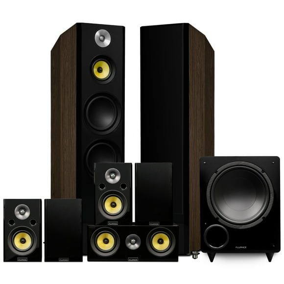 Fluance Signature HiFi Surround Sound Home Theater 7.1 Speaker System including 3-Way Floorstanding Towers, Center Channel, Surrounds and Rear Surrounds and DB10 Subwoofer - Natural Walnut (HF71WR)