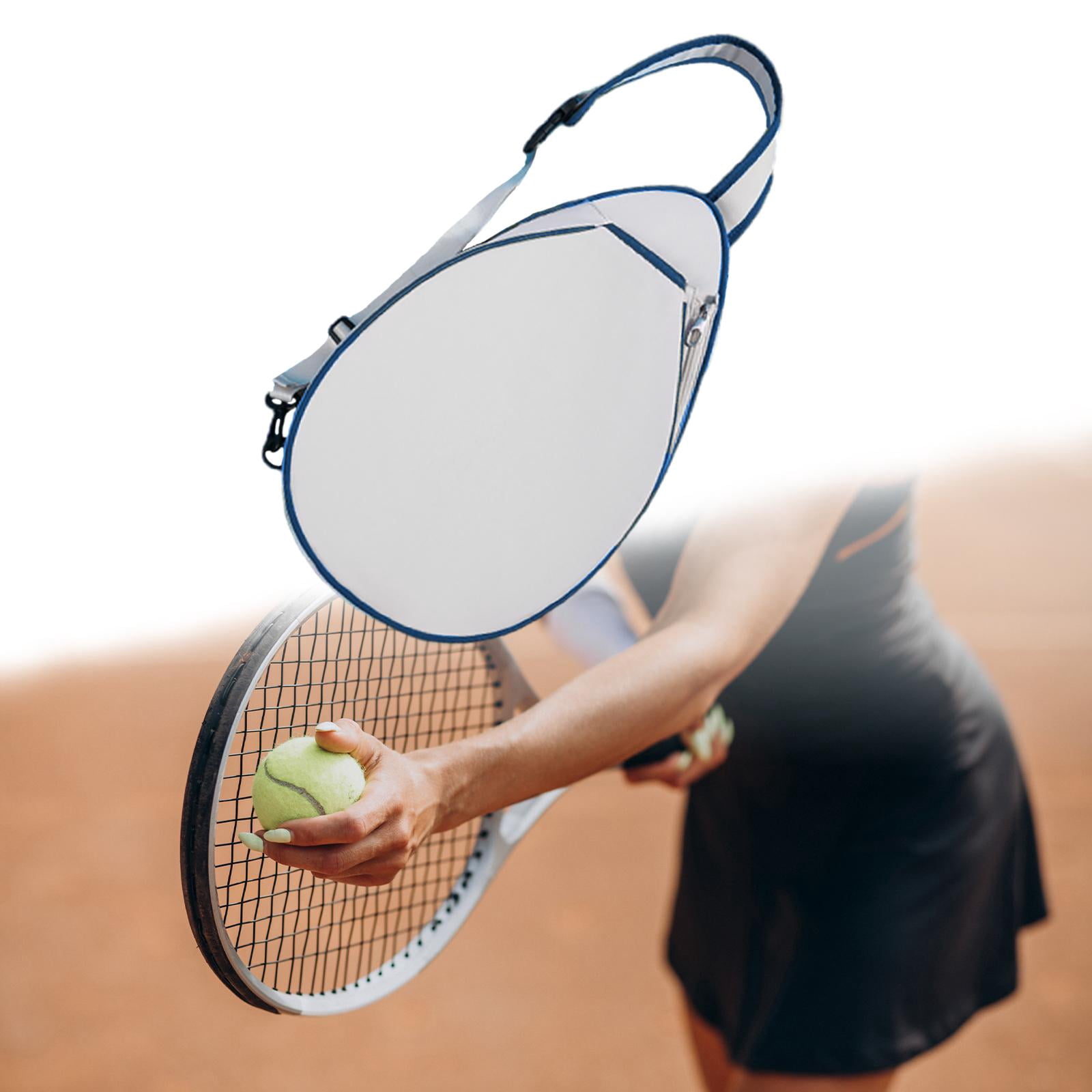 Baoblaze Tennis Bag Portable Lightweight Women Men Paddle Holder Carrier Racket Cover White Blue Edges