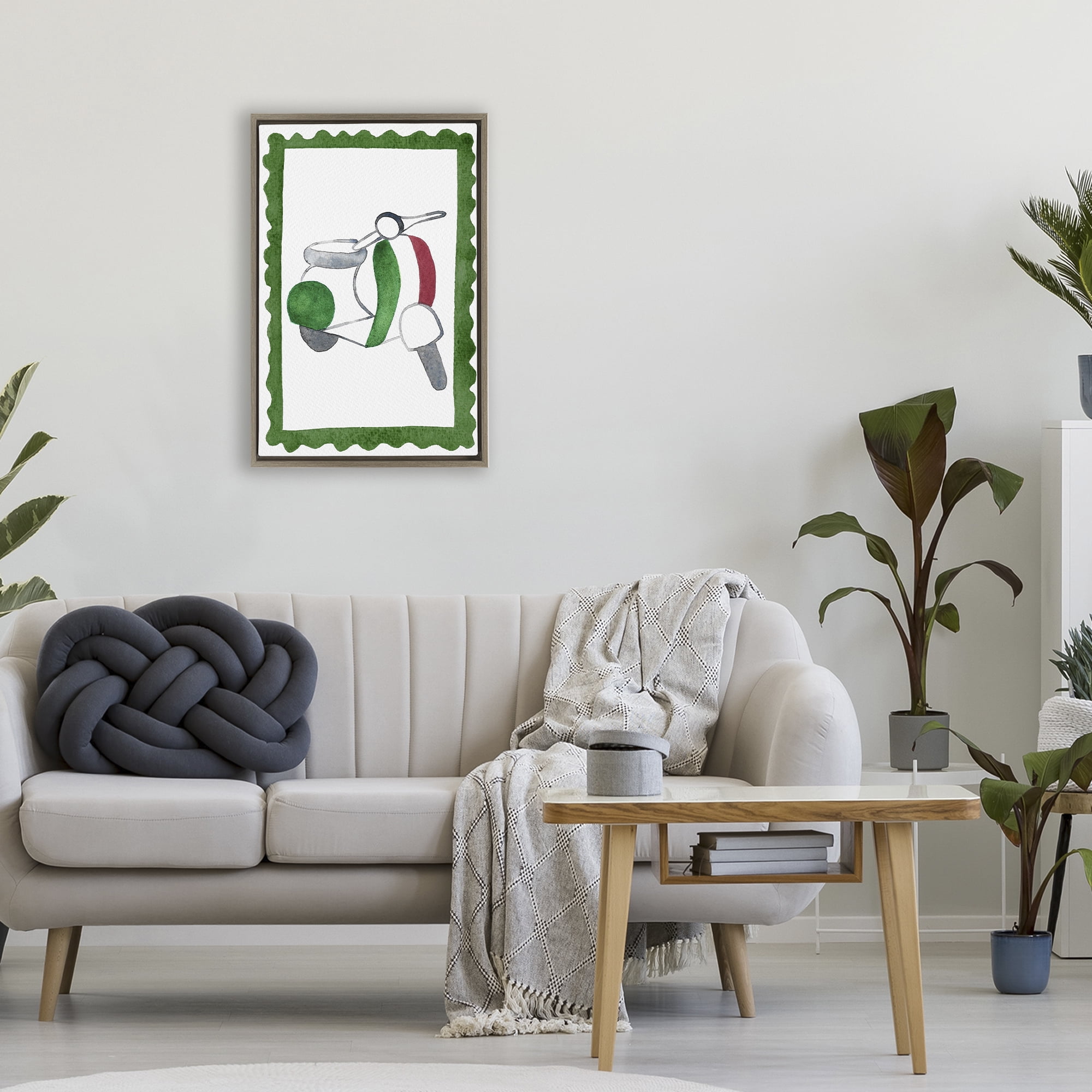 Stupell Industries Italian Motor Scooter Brown Framed Floater Canvas Wall Art, design by Camila Juncos