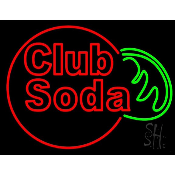 Club Soda LED Neon Sign 24 x 31 - inches, Black Square Cut Acrylic Backing, with Dimmer - Bright and Premium built indoor LED Neon Sign for Defence Force.