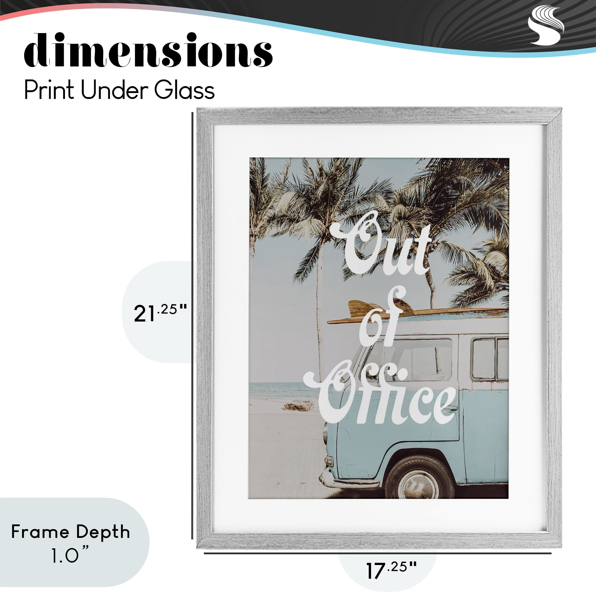 Stupell Industries Retro Out Of Office Beach Gray Framed Print Under Glass, design by Lil' Rue