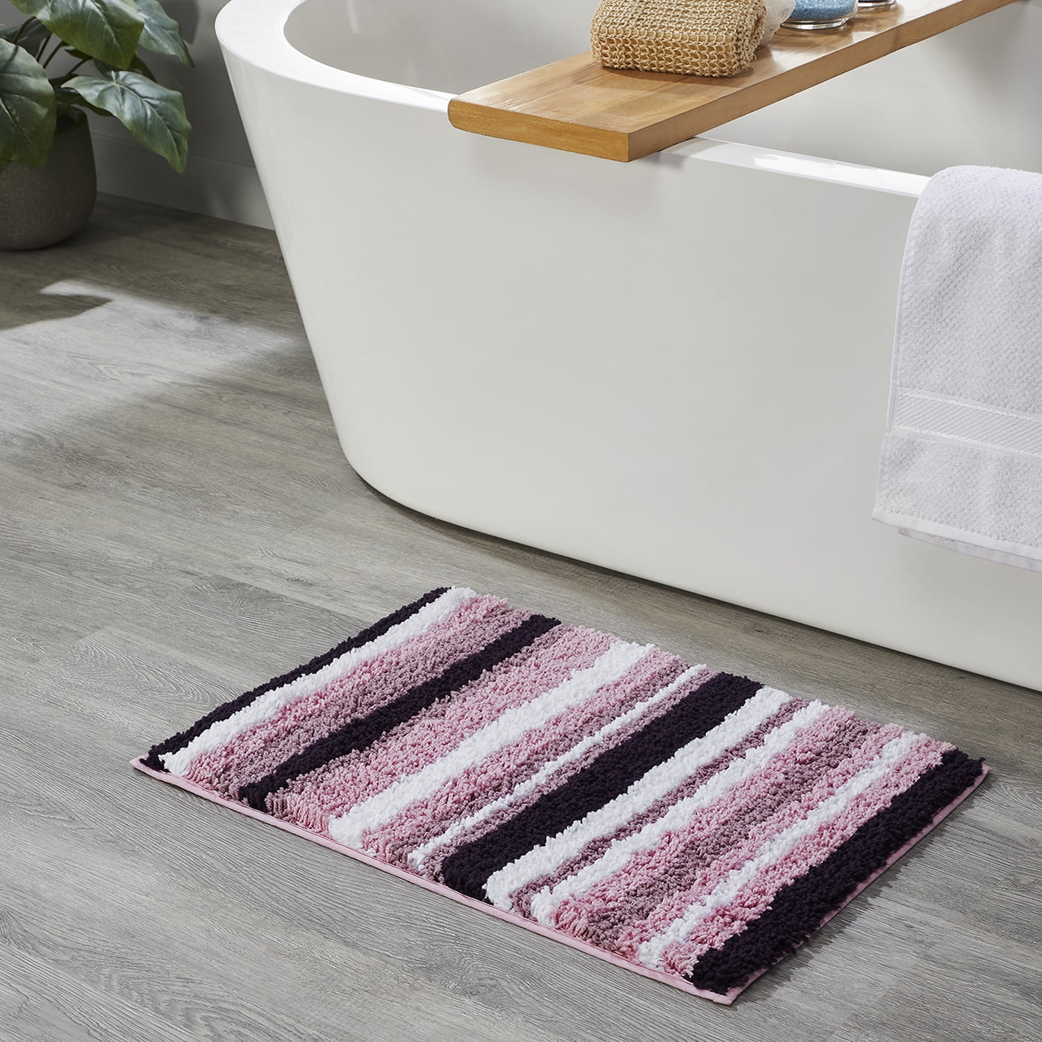 Better Trends 3 Piece Bathroom Rug Set 100% Polyester Soft Water Absorbent Non Slip Bath Mat Machine Washable Rug Griffie Collection - Purple