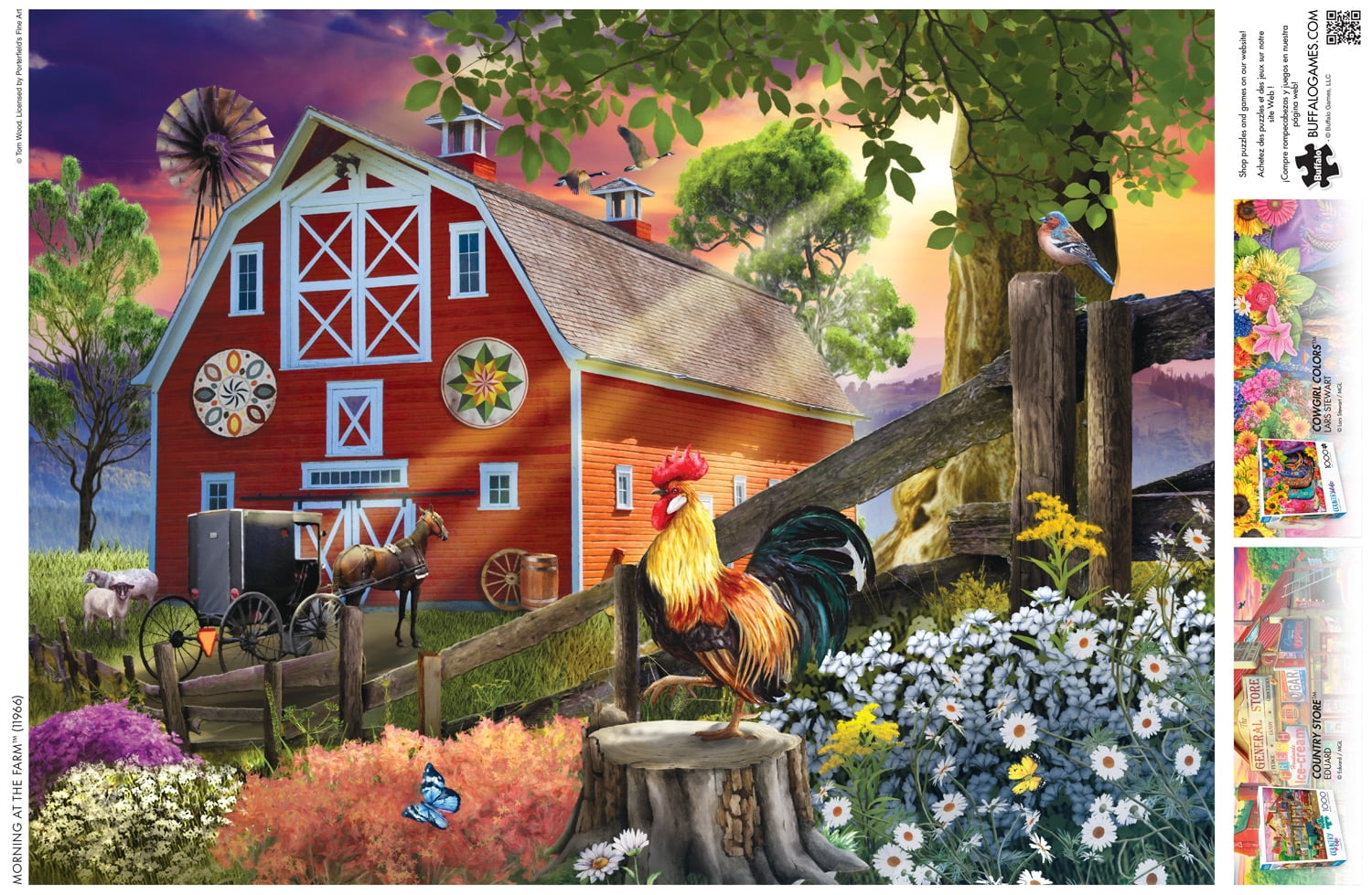 Buffalo Games 1000-Piece Tom Wood Morning at the Farm Interlocking Jigsaw Puzzle
