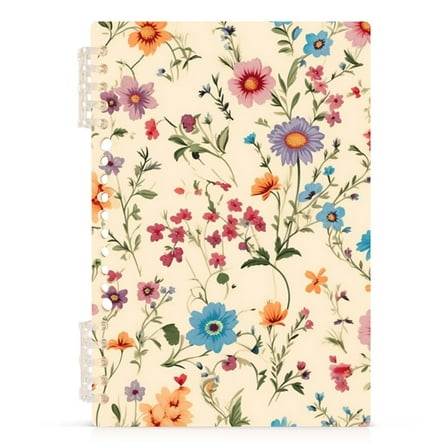 Floral on Beige Spiral Journal Notebook College Ruled Notebook 8.3" x 5.7" A5 Lined Thick Paper Page