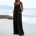 thumbnail image 7 of Summer Women's Baggy Wide Leg Overall Jumpsuit One Piece Button Suspender Bib Halter Romper Pants with Pocket, 7 of 7