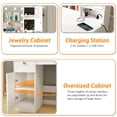 thumbnail image 5 of 45" White Vanity Desk with Lighted Mirror, Jewelry Cabinet, Charging Station, 3 Shelves, 5 Drawers, & 2 Cabinets for Bedroom, 5 of 7