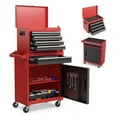 thumbnail image 3 of DuraYu 5-Drawer Tool Chest with Detachable Top Box, Steel Garage Cabinet, Side Hooks & Liners, Heavy Duty Storage, Red, 3 of 10