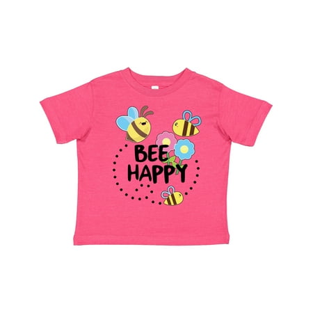 

Inktastic Bee Happy with Flowers Gift Toddler Boy or Toddler Girl T-Shirt
