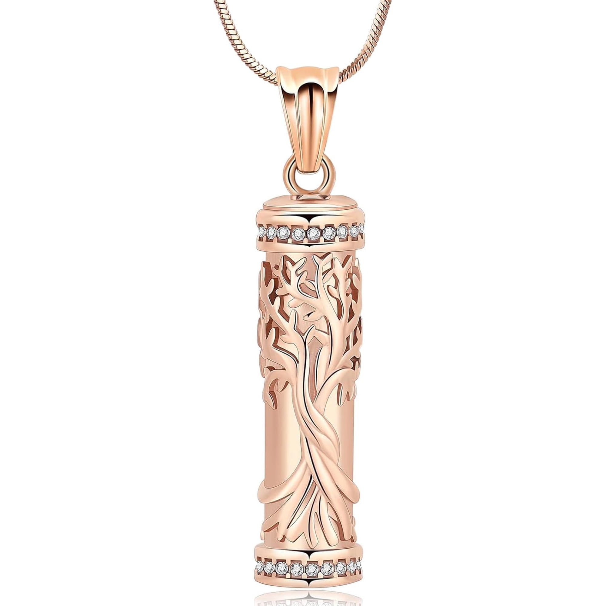 Tree of Life Cremation Jewelry Urn Necklace for Ashes for Women Men with Cubic Zirconia Memorial Keepsake for Human/Pet Ashes, Sympathy Gift for Loss of Loved One