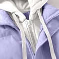 thumbnail image 5 of LpwkSSA Mens Winter Warm Down Coat Casual Fashion Fake Two Piece Jacket Hooded Color Blocked Long Sleeve Drawstring Winter Fake Two Piece Warm Jacket Purple XXXL, 5 of 8