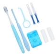 Crtynell Oral Care Kit, Portable Orthodontic Toothbrush Kit Oral Care Dental Travel Kit(Blue