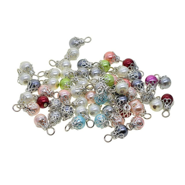 50 Piezas Perla Filigrana Flor Tapa Colgante BLESIY para Fabricación Abalorios Multicolor