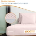 thumbnail image 3 of HNB Store 1000 TC Egyptian Cotton Short King Bed Sheet Set Include's - 15" inch Deep Fitted Sheet | 1 Flat Sheet | 2 Pillowcases | Blush, 3 of 7