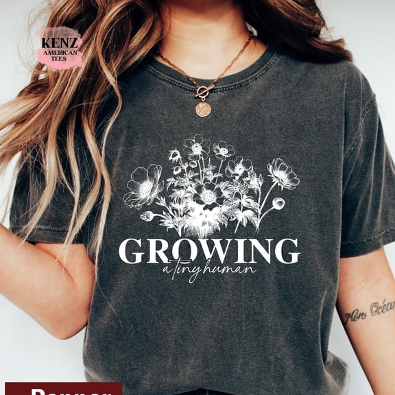 Sam Soft Growing A Tiny Human Pregnancy Announcement Shirt, Spring Flower Baby Reveal Maternity Shirt, Gift for Expecting, Grandma Te