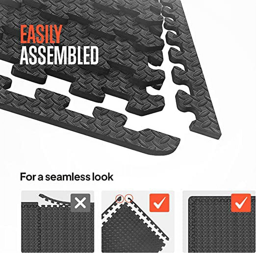 Thick Puzzle Exercise Mat, 50 Pcs EVA Foam Interlocking Tiles Protective Flooring for Gym Equipment and Cushion for Workouts, Durable Non-Skid Texture, Easy to Assemble, Red and Blue