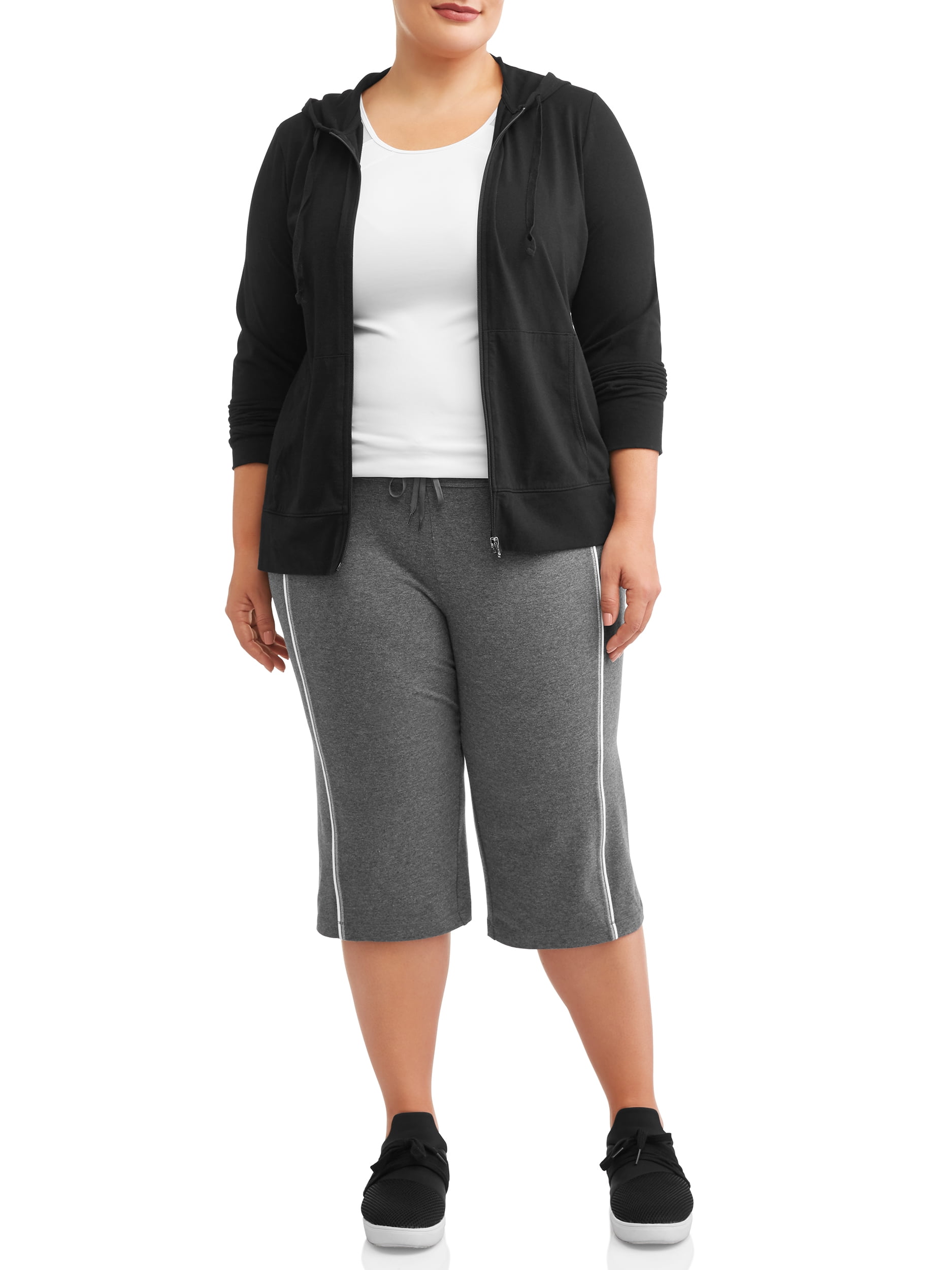 Athletic Works Women's Plus Size Dri More Piped Bermuda Pants