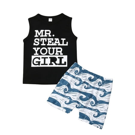 

Gupgi Newborn Toddler Baby Boy Sleeveless Tops + Shorts Outfit Kids Clothes