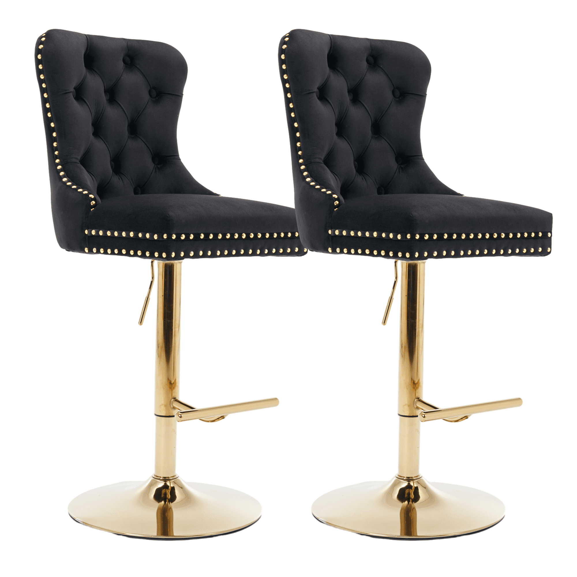 Round Kitchen High Bar Chairs with Golden Base Velvet Bar Stool Chair