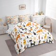 thumbnail image 2 of Castle Fairy Cute Woodland Animal Full Size Bedding Sets 7 Pieces,Fox Deer Hedgehog Pine Full Size Bed in a Bag,Orange Black Cream White,Reversible, 2 of 7