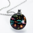 thumbnail image 2 of Fireflies Glass Design Circular Pendant Necklace - Stunning Women's Fashion Statement Jewelry, 2 of 5